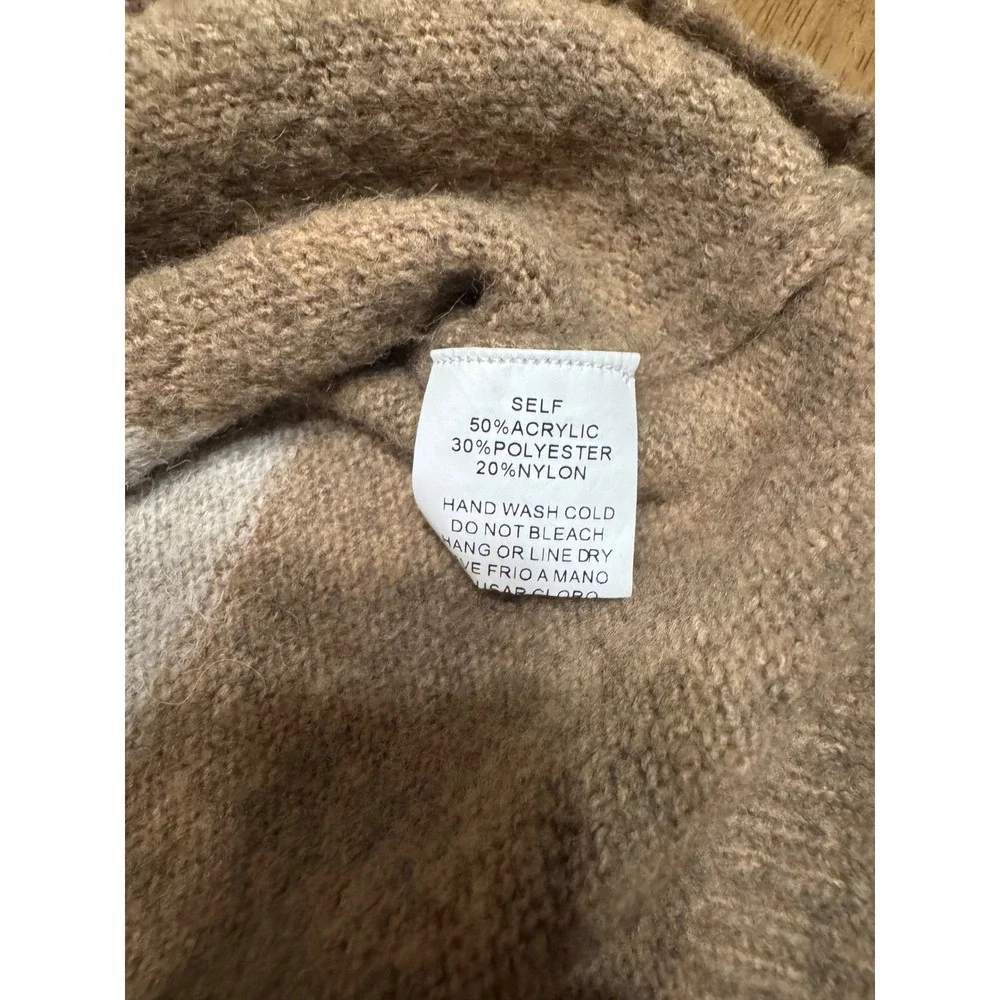 Easel Color Block‎ Sweater Leopard Print Knit Pullover Brown Beige Small - Picture 4 of 6